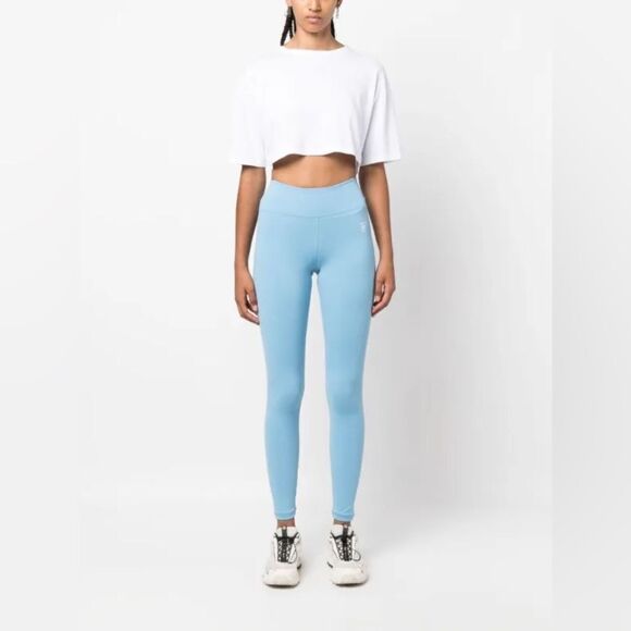 NEW Sporty & Rich Runner logo-print leggings in blue - Picture 3 of 12